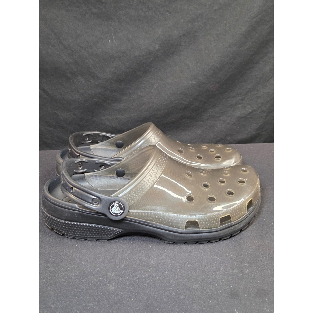 Crocs Classic Translucent Clogs Black Women 7 Men 5 Water Shoes 206908-001 - Picture 7 of 9